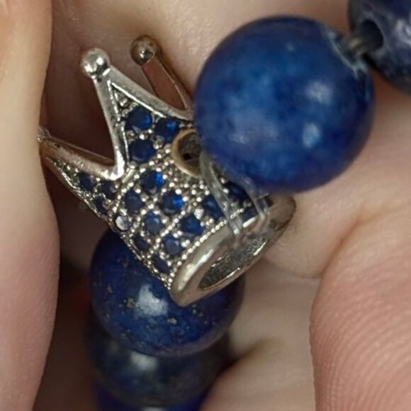 Lapis Lazuli Crown Stretch Bracelet - Picture 6 of 7